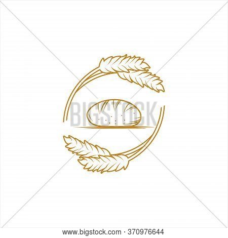Bunch Bread Logo And Wheat Vector Element In Gold Color. Food And Drink Template, Pastry Icon Inspir