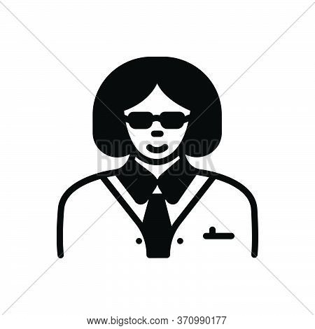 Black Solid Icon For Manager Steward Director Warden Women Female