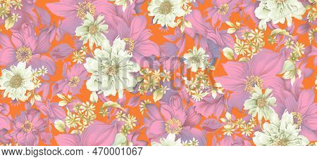 Textile digital design traditional thai watercolor border pattern