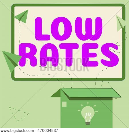 Inspiration Showing Sign Low Rates. Business Approach A Cost Of An Item Or Service Which Is Usualy A
