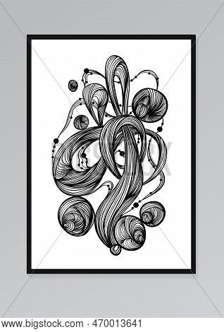 Black And White Abstract Art Of Chaotic Ink Lines