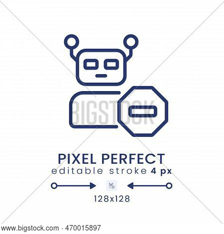 Advanced Bot Protection Linear Desktop Icon. Machine Learning. Digital Security. Pixel Perfect 128x1