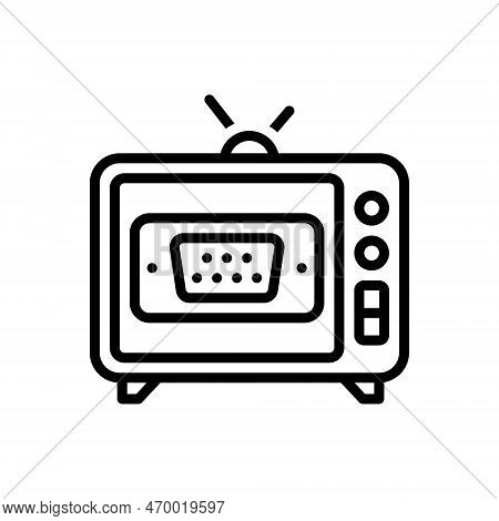 Black Line Icon For Serial Seriate Series Cinema Television Movie Video Screen Disk Episode Tv-old M