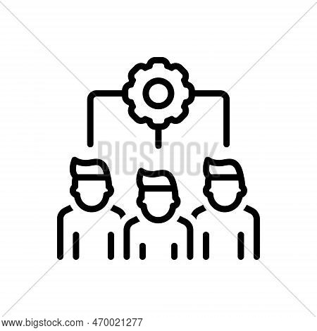 Black Line Icon For Organizing Planning Convening Arrangement Cog Organization Firm Development Pres