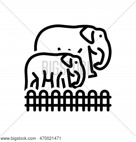 Black Line Icon For Breeding Reproduction Procreation Development Rearing Elephant Animal Elephant-t