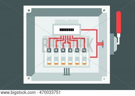 An Electrical Cabinet With Switch, Transformer, Toggle Switch, Vector Illustration