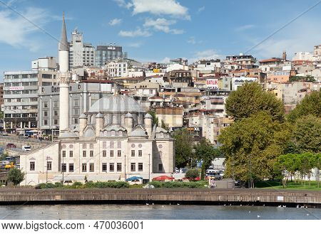 Istanbul, Turkey - September 1, 2022: View From Golden Horn Overlooking Ottoman Imperial Sokollu Meh