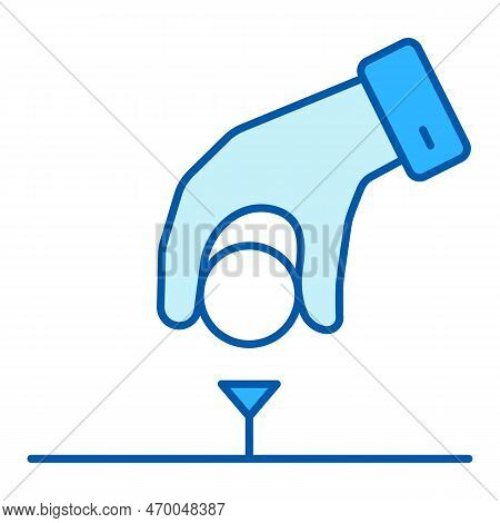 Hand Sets The Ball On The Stand Peder With A Golf Swing - Icon, Illustration On White Background, Si