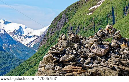 Travel Destination - Beautiful Landscape With Mountains Near Hellesylt, Norway