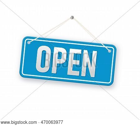 Open Sign On Door Store. Business Open Or Closed Banner Isolated For Shop Retail. Vector