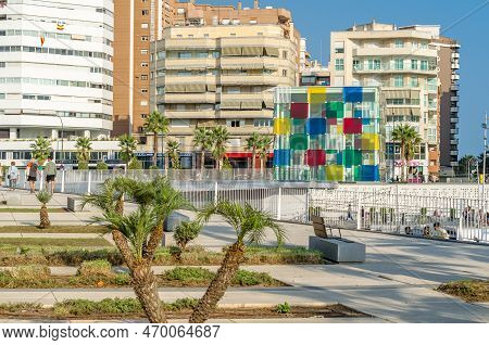 Malaga, Spain - October 12, 2021: The Centre Pompidou Malaga, Part Of The National Center Of Art And
