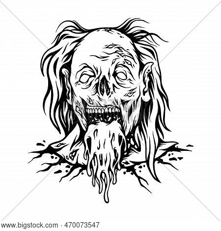 Zombie Clown Head Cartoon Silhouette Vector Illustrations For Your Work Logo, Merchandise T-shirt, S