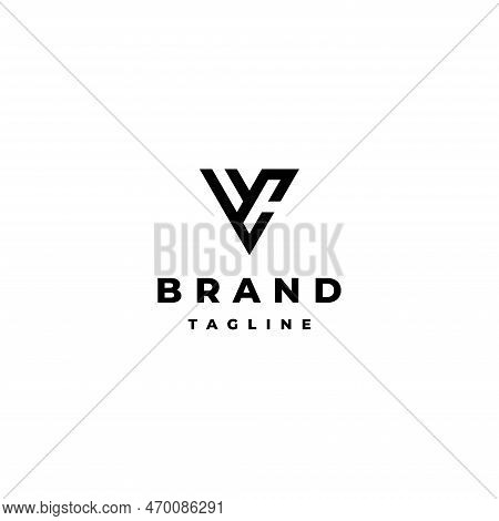 Letter V Initials Geometric Line Logo Design With Details Of The Letter C On The Side. Logo Template