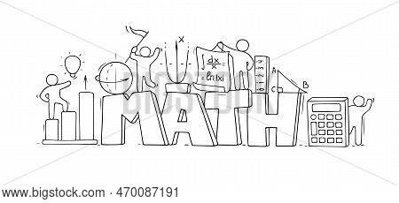 Sketch Of Math Ckass With Working Little People.