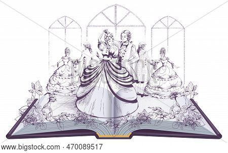 Dance Ball Puffy Dresses Classical Dance. Open Book Illustration Drawing