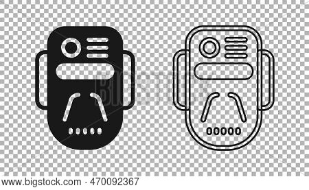 Black Artificial Intelligence Robot Icon Isolated On Transparent Background. Machine Learning, Cloud