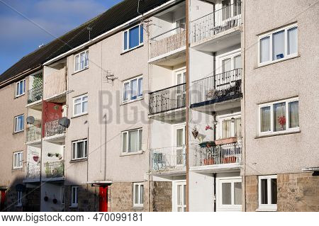 Council Flats In Poor Housing Estate With Many Social Welfare Issues In Port Glasgow