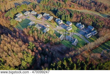 Luxury Countryside Rural Village Aerial View From Above In Inchmarlo, Aberdeenshire