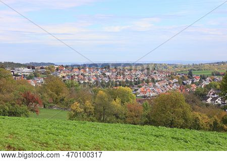 View Over The Heckengau On The Community Weissach In The District Boeblingen