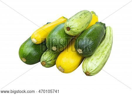 Zucchini Isolated. Zucchini Or Courgettes , Or Vegetable Marrow Isolated On White Background.