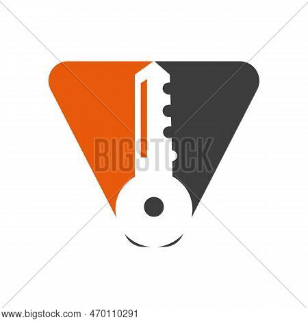 Letter V Key Logo Combine With House Locker Key For Real Estate And House Rental Symbol Vector Templ