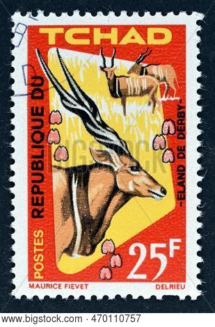 Cancelled Postage Stamp Printed By Chad, That Shows Giant Eland (taurotragus Derbianus), Protection 