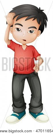 Illusztráció: hangsúlyozta a fiatalember, fehér alapon