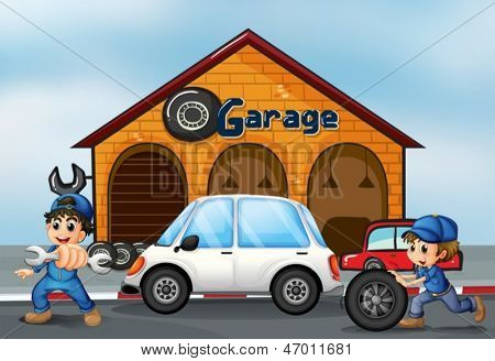 Ilustrace luxusních aut před autoshop