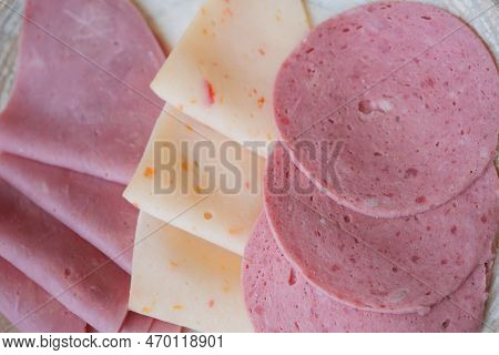 Smoked Meat Plate With Sliced Ham, Bacon