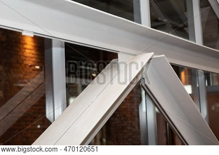 The Supporting Structure Of The Building Is Made Of Welded Metal Profile. Metal Structures In Indust