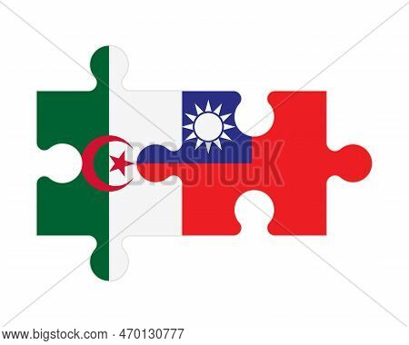 Connected Puzzle Of Flags Of Algeria And Taiwan, Vector