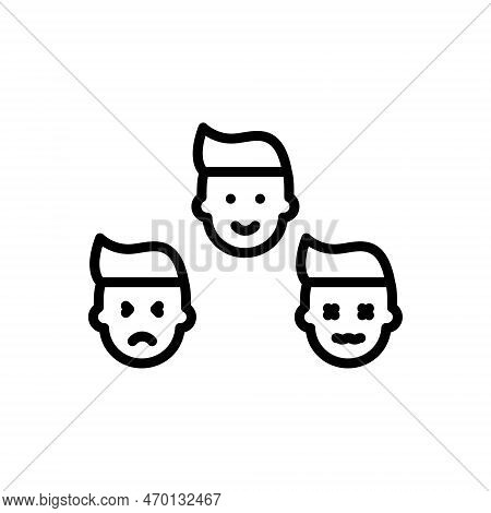 Black Line Icon For Expressions Character Face Joy Emotion Smile Various Feeling Sentiment Sensation