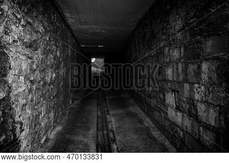 Detail Of Old And Dark Alley In The City, Fear And Danger