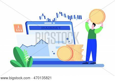 Blockchain Mainnet Illustration Concept On White Background