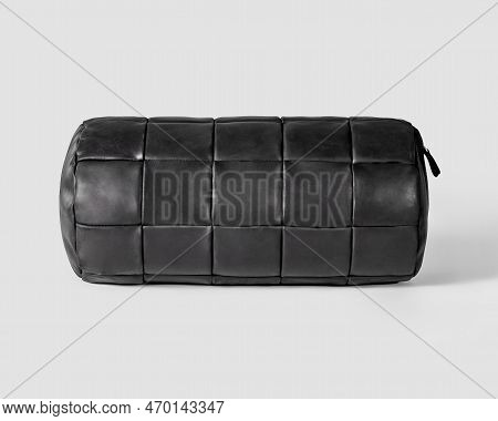 Black Leather Bolster Cushion For Office Interior Design