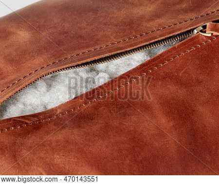 Copper-coloured Genuine Leather Seat Cushion With Holofiber Filling