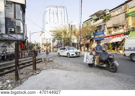 Hanoi, Vietnam, January 2023.  View Of The Chua Tien Tich Buddist Temple In The City Center