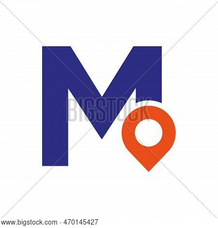 Letter M Location Logo Design Sign. Location Icon Concept With Alphabet For Road Direction Symbol Ve