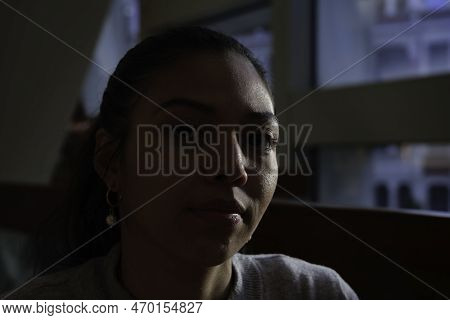 London - 03 06 2022: Close Up Of Girl Looking On Camera With Latina Or South American Features