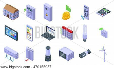 Efficiency Calculation Icons Set Isometric Vector. Business Finance. Success Arrow