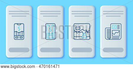 Set Line Mobile With Dollar, Failure Stocks Market, Trading And Business Finance Report Icon. Vector