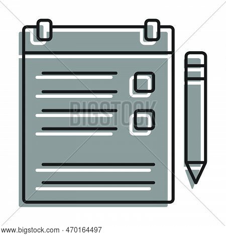 Linear Icon. Tablet With Clip For Sheet Of Paper. Tablet For Keeping List, List Of Important Things 