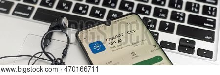 Iphone With Appstore And Chatgpt And Chat Bot Apps, Artificial Intelligence Time. Kyiv, Ukraine - Fe