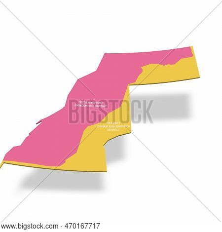 Western Map Of Land Divided Between Morocco And Sahrawi Arab Democratic Republic By Moroccan Western