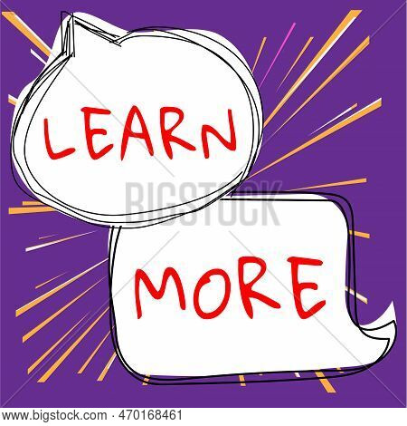 Sign Displaying Learn More. Word For Deepen Knowledge Of The Thing You Want To Do Or New Skill
