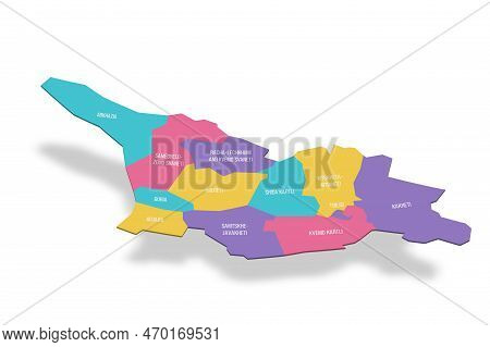 Georgia Political Map Of Administrative Divisions - Regions And Autonomous Republics Of Abkhasia And
