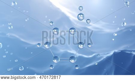 Aniline Molecular Structure, 3d Model Molecule, C6h7n, Structural Chemical Formula View From A Micro