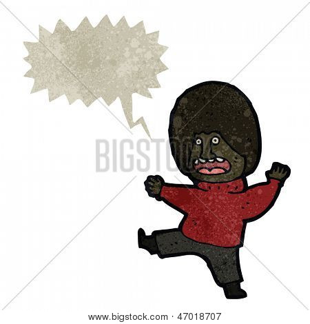 Retro cartoon man kung fu schoppen