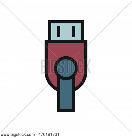 Flash Drive Line Icon Isolated On White Background. Black Flat Thin Icon On Modern Outline Style. Li