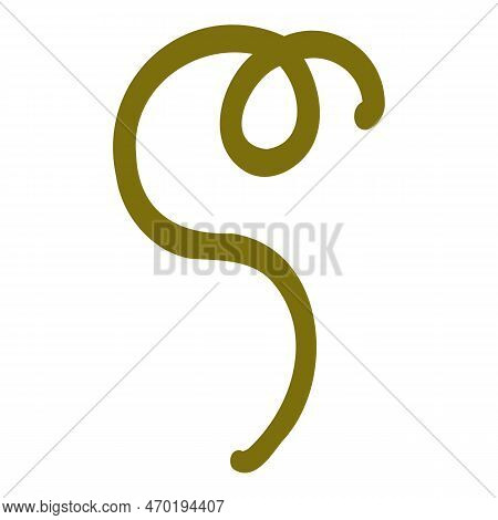 Colored Pumpkin Green Spiral Branch Hand Drawn Vector Graphic Illustration. Colorful Drawing Autumn 